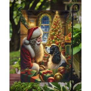 Springer Spaniel anglais Père Noël Drapeau de jardin Multicolore Bannière décorative de cour pour Patio Artwork Mailbox Drapeau pour fleur - Product Image 3