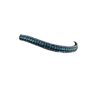 Bande de sourcils en cuir de haute qualité de produits de cheval de l'Inde avec des cristaux de bling décoratifs. - Product Image 1