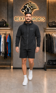 REXFIT SPORTS 2026Wholesale Custom Men’s Nylon Training Set Hooded Windbreaker <b>Jacket</b> and Shorts <b>Lightweight</b> Gym <b>Running</b> Wear - Product Image 3