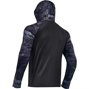 รับผลิตเสื้อฮู้ดตกปลาป้องกันรังสียูวีแบบกำหนดเอง ผ้าคุณภาพสูง 180 GSM ผลิตจำนวนมากภายใต้แบรนด์ของคุณเอง - Product Image 2