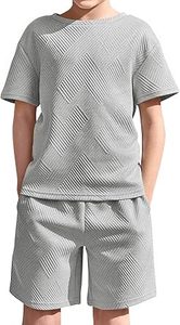Ensemble de 2 pièces pour l'été, t-shirts à manches courtes en maille respirante et shorts à taille élastique, ensembles texturés - Product Image 3