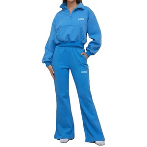 Conjunto de Dos Piezas de Chándal de Invierno con Capucha y Pedrería Brillante, 100% Algodón, con Logotipos Personalizados, para Mujer - Product Image 1