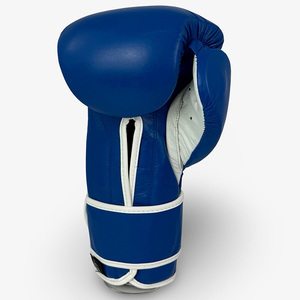 No Boxing No Life Navy Blue <b>Strap</b> Closure Boxing Gloves Professional Sparring Training Genuine Leather Martial Arts Adults Glove - Product Image 5