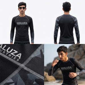 เสื้อแรชการ์ดแขนยาวพิมพ์ลายแบบกำหนดเอง ยูนิเซ็กซ์ ป้องกันรังสียูวี 50+ ยืดหยุ่นสูง แห้งเร็ว ระบายอากาศได้ดี เป็นมิตรกับสิ่งแวดล้อม - Product Image 4
