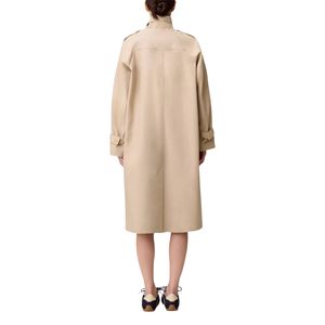 Abrigo Largo Elegante de Algodón para Mujer, Estilo Gabardina, con Cuello Vuelto, Detalle de Borrego, Forro de Poliéster Resistente al Viento, para Otoño - Product Image 2