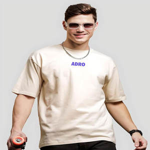 Camisetas informales con logotipo personalizado para hombre, camiseta teñida lisa de manga corta con cuello redondo y relieve de gran tamaño - Product Image 1