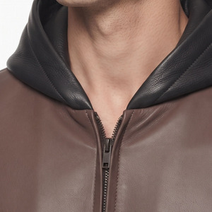 Sudadera con Capucha de Cuero para Hombre, con Bolsillos Delanteros, Sudadera con Capucha de Cuero de Manga Larga para Hombre, Sudadera con Capucha de Cuero al por Mayor para Hombre - Product Image 4