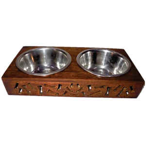 Mangeoire surélevée minimaliste pour animaux de compagnie |   Support en bois durable avec 2 bols en acier inoxydable, station de nourriture pour chien ergonomique surélevée, bol pour animaux de compagnie - Product Image 5