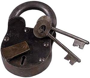 Heavy Duty Vintage Antique Iron Padlock with Keys Solid Cast Iron Handmade Pad <b>Lock</b> for Gate, <b>Locker</b>, Trunk & Storage Security - Product Image 3