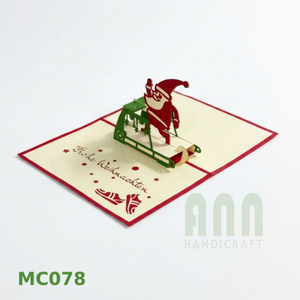 Tarjetas de felicitación de papel cortadas con láser emergentes de Santa Run 3D personalizadas Invitaciones digitales de cumpleaños de amor Recuerdos de Navidad 'Love' Impreso - Product Image 5