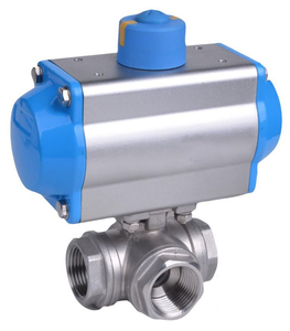 Vanne à boisseau sphérique pneumatique automatique à 3 voies SS316 actionneur de positionneur extrémité de bride alimentation manuelle pour l'eau pour les aliments et les boissons - Product Image 2