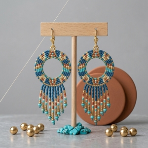 Pendientes Colgantes Bohemios Hechos a Mano con Cuentas de Aleación de Plata Tibetana y Zinc, Joyería Tribal Colorida con Flecos para Mujer, Regalo para Fiesta o Boda - Product Image 3