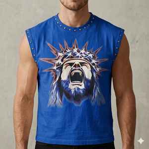 Débardeur Rétro Homme en Coton Doux de Haute Qualité 100% Coton Lavé à l'Acide, Gilet Personnalisable avec Logo, Style Hip Hop Urbain, T-Shirt Sans Manches - Product Image 4