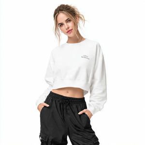 Sweat-shirt court à manches longues pour femme, style oversize, streetwear, hiver, en molleton épais et ample - Product Image 6