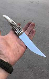 Couteau utilitaire en acier Damas SHARP POINT TRADES, lame à pointe traînante, bord droit, manche en bois, étui en cuir de vachette, longueur totale 6,7 pouces - Product Image 6