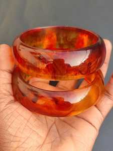 Brazalete de resina con patrón de mármol grueso para mujer, pulsera redonda gruesa de fibra de acetato, joyería para fiestas, uso diario informal. - Product Image 6