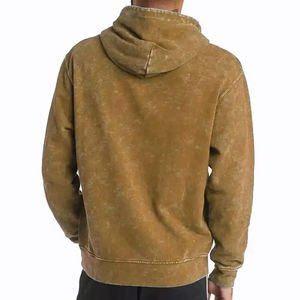 Sweat à capuche délavé à l'acide pour homme, 100 % coton, coupe oversize et respirant avec cordons de serrage pour l'hiver - Product Image 4