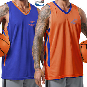 Nouveauté Maillot de basket sans manches pour homme Col en V Tissu 100% polyester Couleurs personnalisées Logo Séchage rapide Respirant - Product Image 5