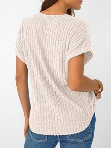 Womens Spring Tops 2026 Summer Dressy Casual Blouses Short Sleeve Cute V Neck Sweater Shirts Fashion Vacation Clothes - Product Image 3