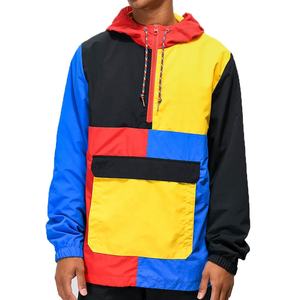 Cut & Sew Streetwear Clothing Supplier Custom Logo Windbreaker Low MOQ <b>Summer</b> Ultra Thin Contrasting Color Anorak <b>Jacket</b> for <b>Men</b> - Product Image 1