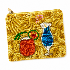 Premium Handmade Summer Cocktail Glass Beaded <b>Zip</b> Coin Purse Beach Party <b>Wallet</b> Fashion Accessory OEM ODM - Product Image 1