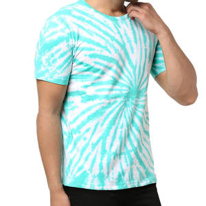 <b>Tie</b> Dye Short Sleeve O Neck Men's T-Shirt Regular Fit Jersey <b>Knitted</b> Casual Breathable Quick Dry Mint White Solid Made 100% - Product Image 4