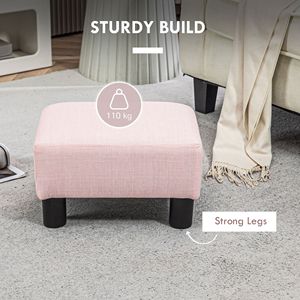 Poggiapiedi Cubo in Tessuto di Lino con Gambe in Plastica per Casa, Ufficio, Appartamento o Hotel - Disponibile in Rosa - Product Image 5