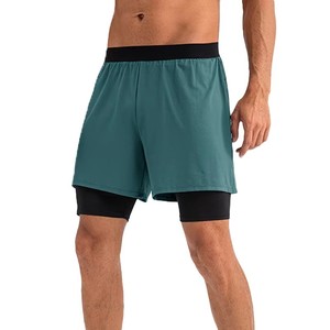 Men's Quick Dry Sport Shorts With Pockets Elastic Waist Solid Color Gray Spandex Polyester Knitted <b>Mid</b> Length Short Shorts OEM - Product Image 4