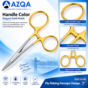 Pince de pêche à la mouche en acier inoxydable de 5 pouces à poignée dorée pour retirer les hameçons et travaux sur la ligne de pêche, modèle AIF512 Poly – Vente chaude - Product Image 4