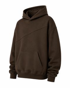 Sweat-shirt à capuche unisexe oversize en polaire marron uni, style décontracté avec poches, pull-over pour l'automne, hoodie unisexe avec LOQ MOQ Streetwear - Product Image 4