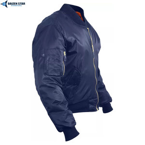 DAIZEN <b>STAR</b> Men Bomber <b>Jacket</b> Red Solid Zipper Closure Windproof Casual Outerwear Regular Fit Polyester Material Stand High - Product Image 4