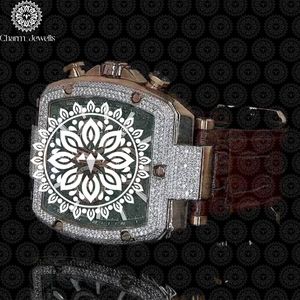 Montre mécanique de luxe Charm Jewels en acier inoxydable, boîtier carré de 40 mm, étanche 10 bars, date automatique, accents de diamants, pour homme - Product Image 3