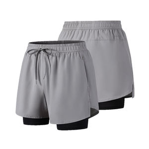 Men's Solid Color Quick Dry Drawstring Sport Shorts Elastic Waist Knitted <b>Mid</b> Length With Pockets - Product Image 2