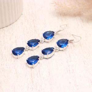 Tanzanite Color Gemstone 925 Sterling <b>Silver</b> <b>Dangle</b> <b>Earrings</b>, Pear Shape Faceted Blue Drop <b>Earrings</b>, Handmade Jewelry for Women - Product Image 1