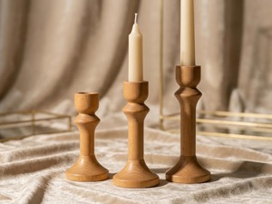 <b>Large</b> wooden <b>candle</b> holder for pillar <b>candles</b> enhancing living room bedroom or hallway with elegant natural wood grain design - Product Image 4