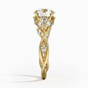 Anillo de Compromiso RITZIN RIH3242 de Oro Amarillo con Corte Redondo y Diamante Cultivado en Laboratorio para Mujer - Product Image 3
