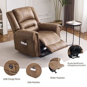 Poltrona Elettrica Reclinabile con 8 Punti di Massaggio e Riscaldamento, Tessuto Tecnico, Motore Singolo, per Anziani - Product Image 4