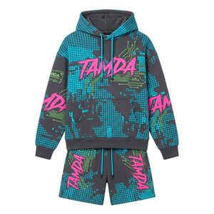 Ensemble sweat à capuche et short oversize – Survêtement molletonné personnalisé 2 pièces - Product Image 1