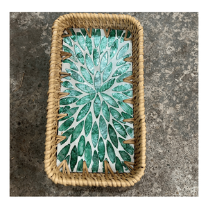 Vietnam Rattan Serving <b>Tray</b> with Mother of Pearl Handmade Woven <b>Breakfast</b> <b>Tray</b> - Product Image 6