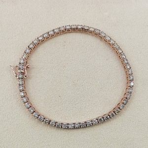 5.78 Ct Round Natural Light Yellow Diamonds Solitaire Tennis Cluster <b>Bracelet</b> 925 Sterling <b>Silver</b> Rose Gold Plated Women's - Product Image 4