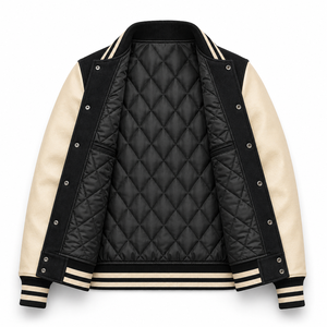 Wholesale Letterman Varsity <b>Jacket</b> Wool Body Cowhide <b>Leather</b> Sleeves Custom Logo Winter Baseball <b>Jacket</b> Supplier - Product Image 3