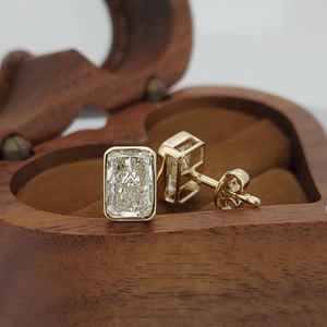 Pendientes de Diamantes Cultivados en Laboratorio de 2.00CT Cada Uno, Corte Radiante, para Mujer, Oro Sólido de 14K, Finos, Brillantes, Regalo para Novia - Product Image 2