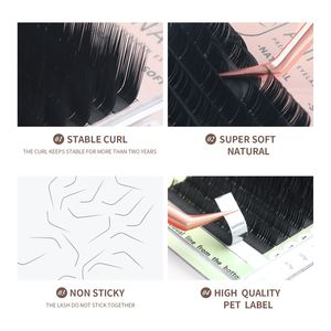 Extension ciglia finte in visone nero opaco 16 file L/L+/LC/LD/LU(M)/N Curl, vassoio misto 8-15mm, ciglia per trucco L Curl - Product Image 2