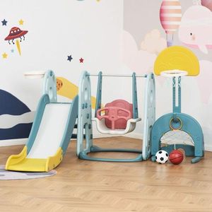 Set Altalena per Bambini Blu/Bianco/Giallo con Scivolo, Giochi Altalene e Scivoli per il Divertimento - Product Image 1