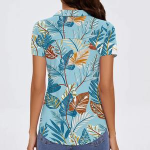 Polo à col rayé pour femme, polo à revers côtelés pour femme, polo à ourlet fendu sur le côté pour femme, polo à ourlet incurvé pour femme - Product Image 2