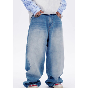 Pantalones Vaqueros de Mezclilla para Hombre, con Logotipo Bordado Personalizado, Pantalones de Invierno para Hombre, Lavados, Transpirables, Holgados, Rectos, con Bolsillos, Anchos - Product Image 1