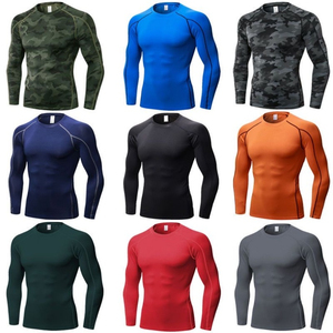 เสื้อรัดกล้ามเนื้อแขนยาวสำหรับผู้ชาย สีดำ ลายแขนเสื้อสีเทา แห้งเร็ว เหมาะสำหรับออกกำลังกาย - Product Image 5