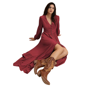 Vestido largo floral con cuello cuadrado para mujer, vestido de playa de manga corta - Product Image 4