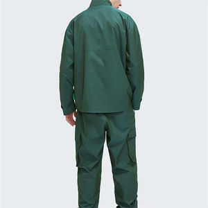 Men's Green Cargo Tracksuit Set Full <b>Zip</b> <b>Hooded</b> Loose Fit Lightweight Windproof Casual Winter Wear Solid Color Polyester - Product Image 2