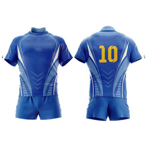 Custom Sublimated Blue Volleyball Jersey Set Men's Short Sleeve Moisture Wicking <b>Athletic</b> Fit Team Uniforms with Number 10 - Product Image 3